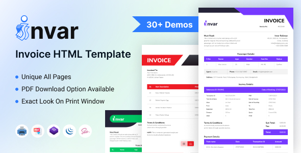 Invar – Invoice HTML Template